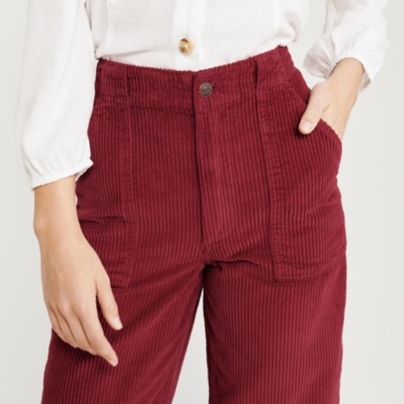 NWT Abercrombie & Fitch Red Wide Corduroy Pants - Picture 3 of 14